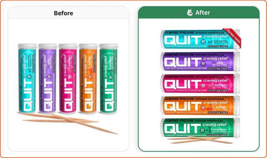 Infused toothpicks main image before and after