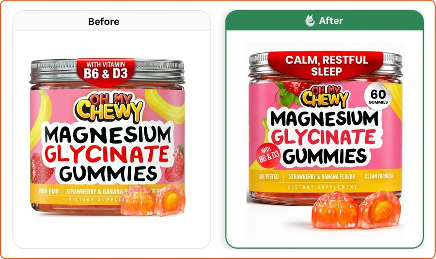 Gummies main image before and after